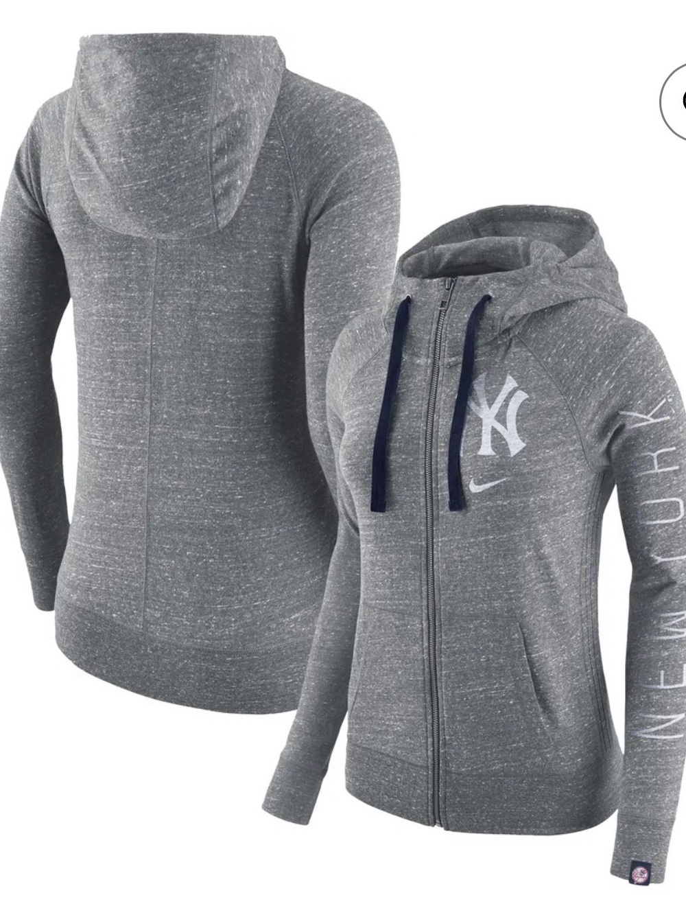 New York Yankees Nike Women's Vintage Full-Zip Hoodie - Gray MEDIUM